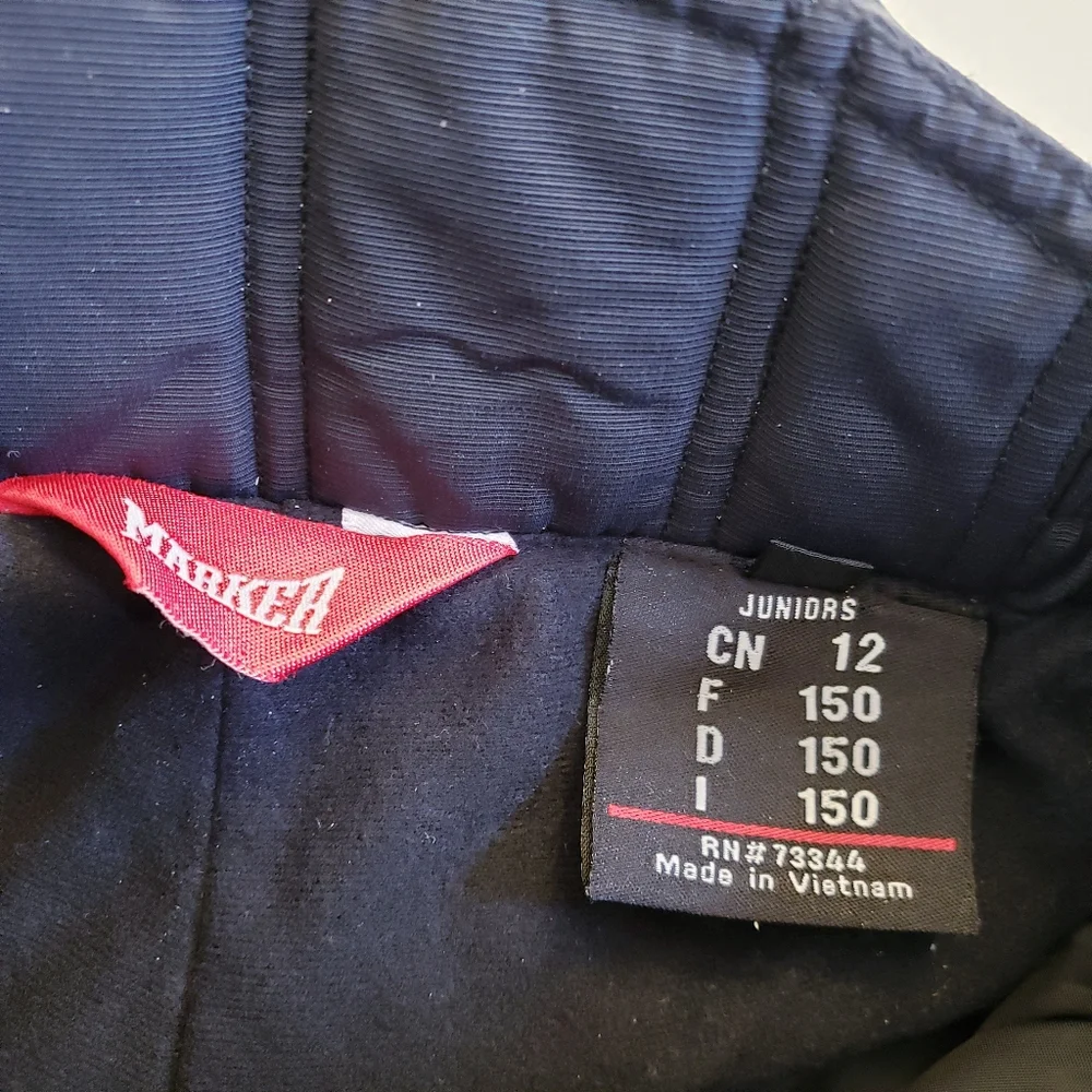 Marker Black Juniors Unisex Snow Ski Pants, Size 12